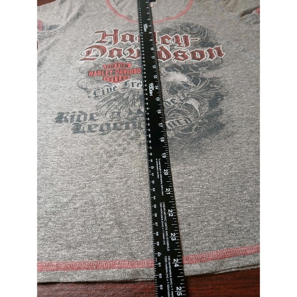 HARLEY-DAVIDSON Wmns Sz L T-Shirt Live Free Ride Hard Century Graphic Gray #307C - Picture 8 of 9